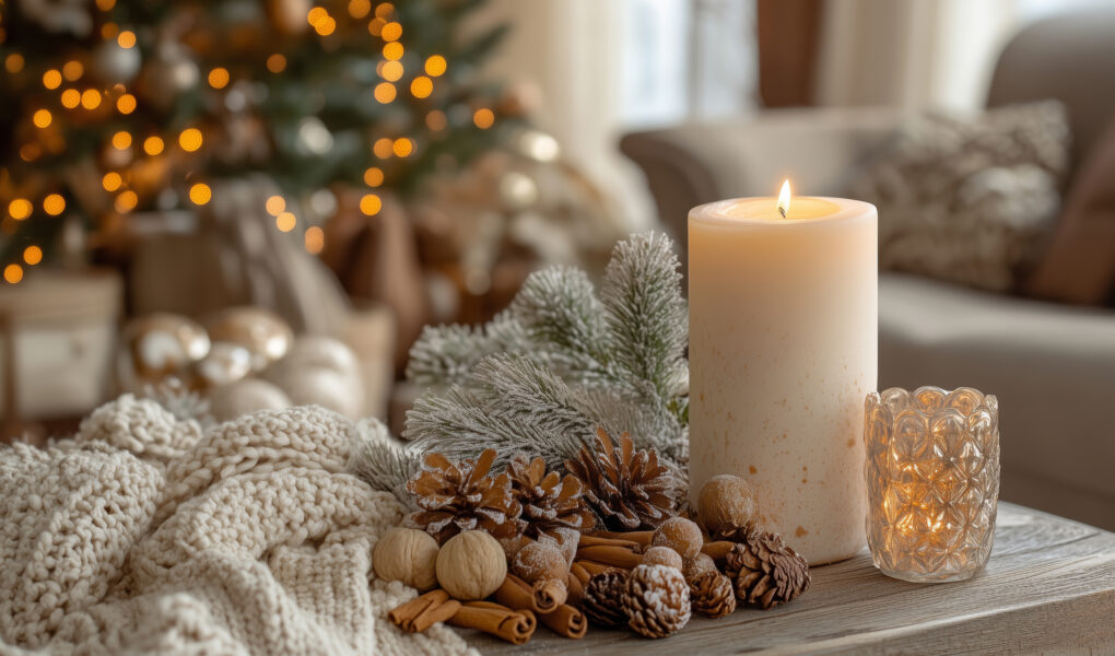 Warm winter gathering with cinnamon-inspired decorations and cozy ambiance